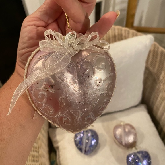 VTG Christmas Heart ❤️ Ornaments. Pink & Purple 🎄 - Picture 2 of 5